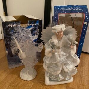 Christmas optic light up angels, light up Santa sculpture